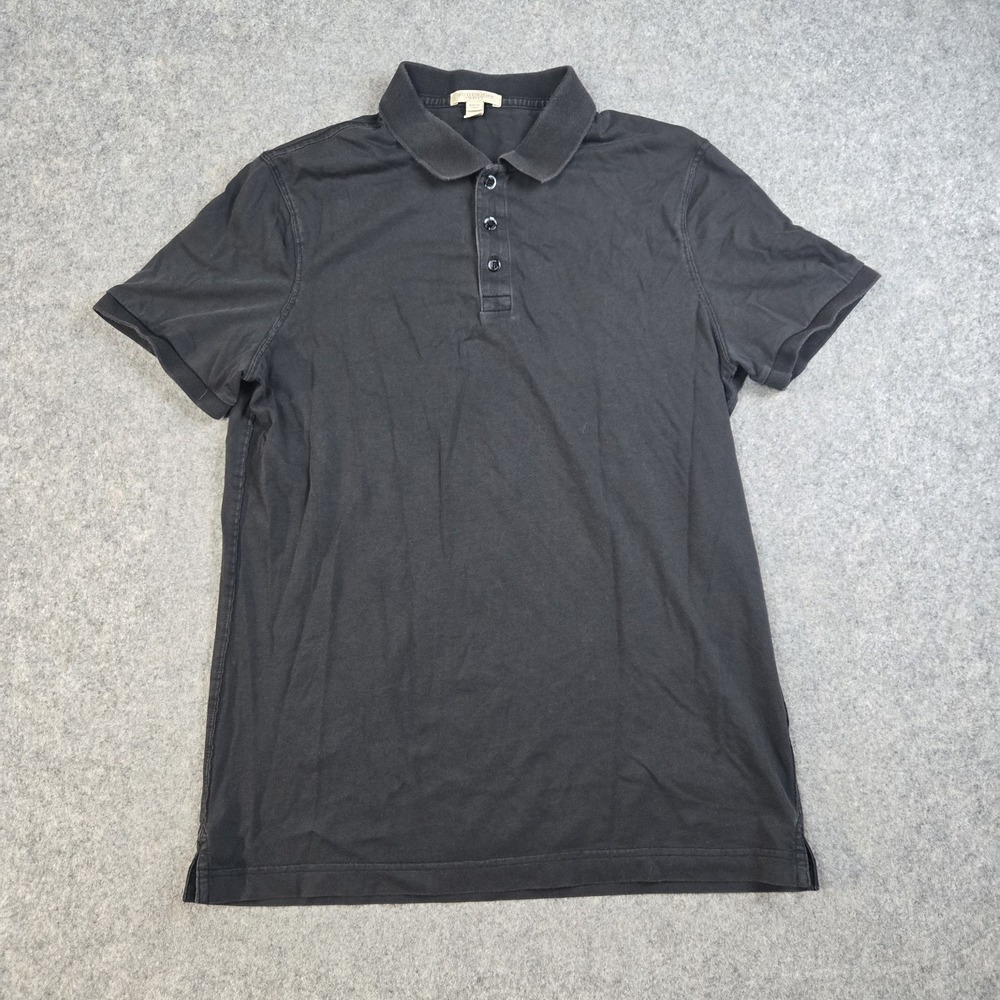 Burberry Britt Shirt Mens Large Black Collared Polo Preppy Cuffed Sleeve